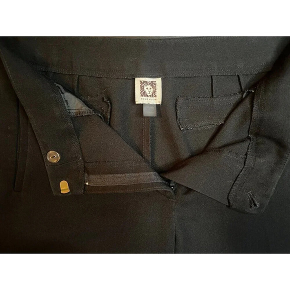 Anne Klein Womens Straight Leg Black Dress Pants Sz 8 Gold Lion Buttons Trousers - Picture 15 of 16